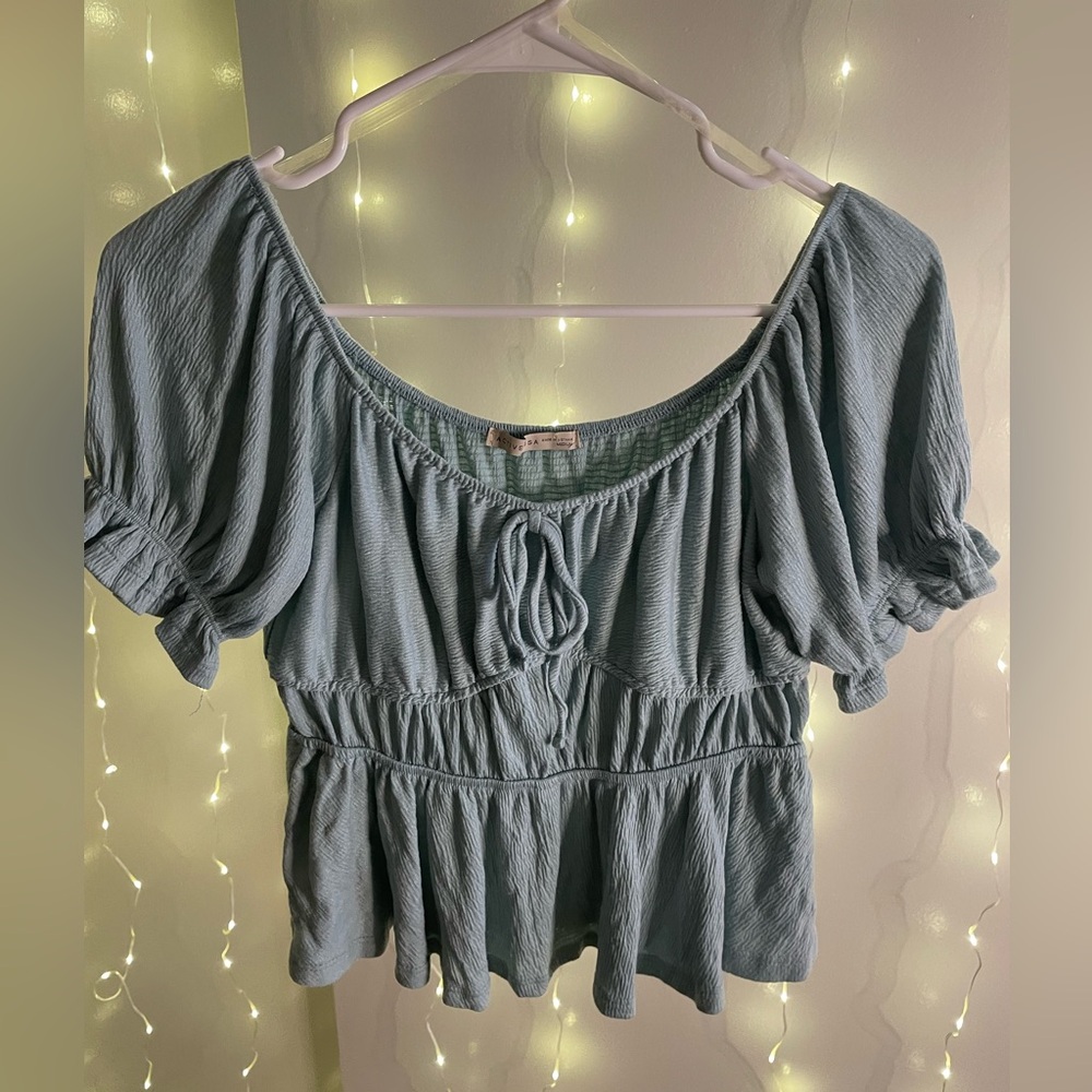 Active USA Babydoll Mint Green Top